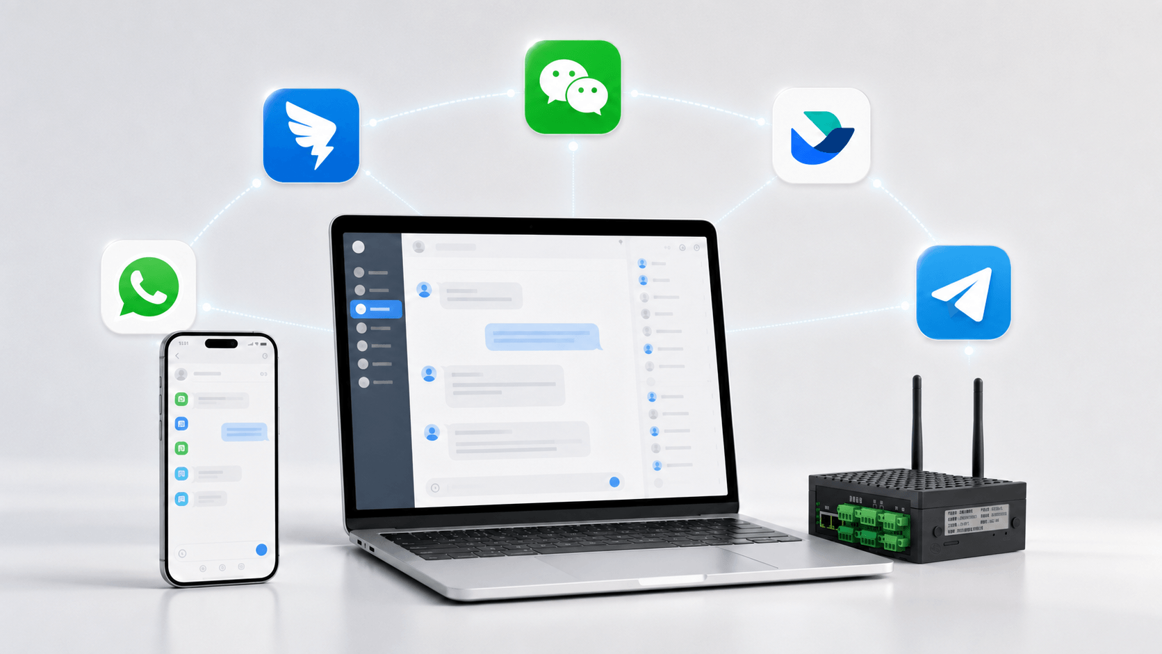 網(wǎng)關(guān) Chat 通道連接微信、釘釘、飛書、Telegram 和 WhatsApp 等社交應(yīng)用入口